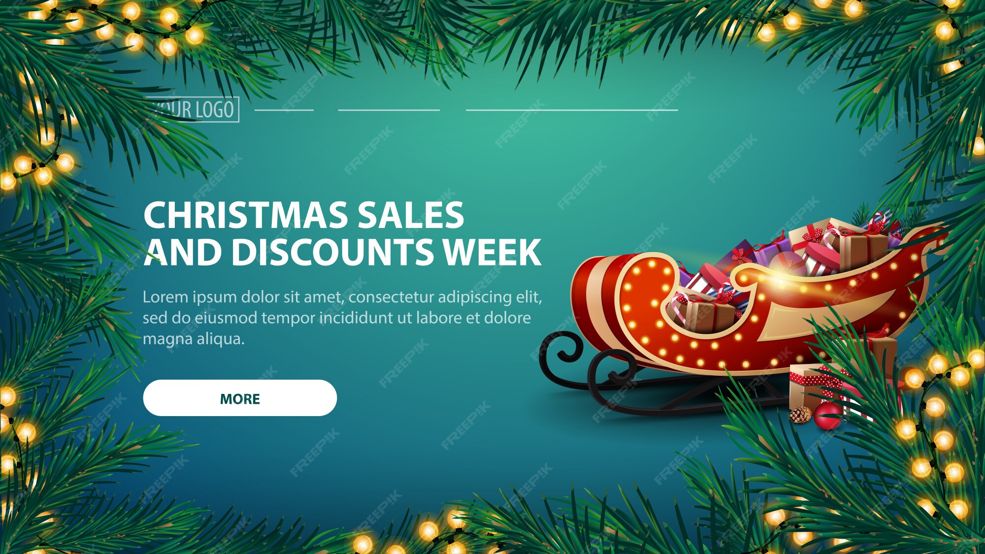 Premium Vector Christmas sales and discount week with green banner