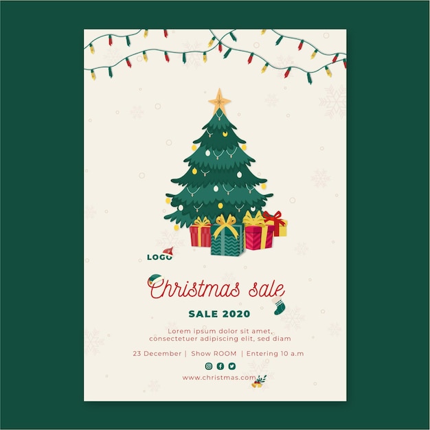 Vector christmas sales flyer vertical