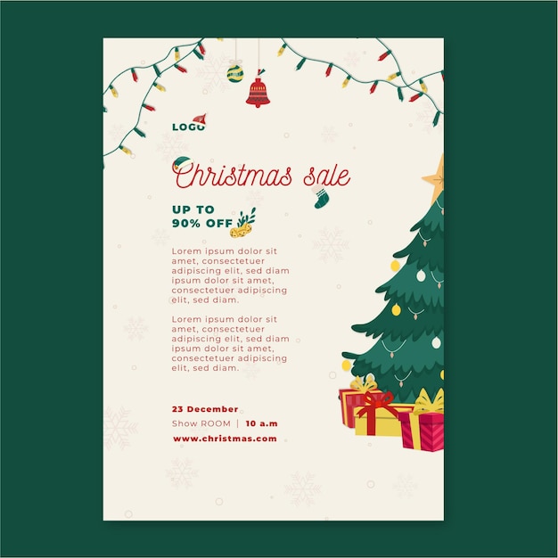 Vector christmas sales flyer vertical