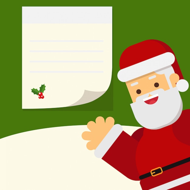 Vector christmas santa and blank note