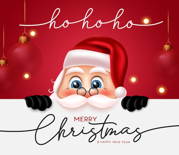 クリスマス サンタ文字ベクトル デザイン。ホワイトボード要素を保持しているクリスマスサンタクロースのキャラクター