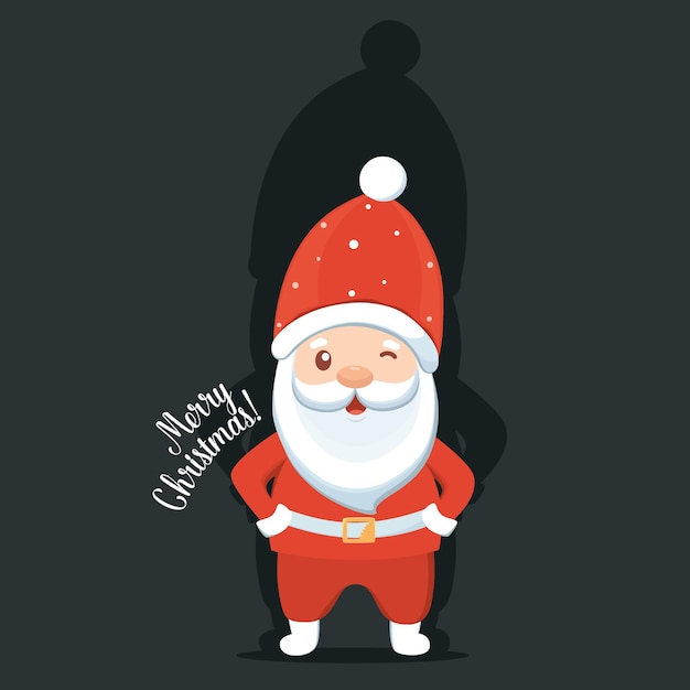 Christmas Santa Claus Cartoon isolated on black with shadow