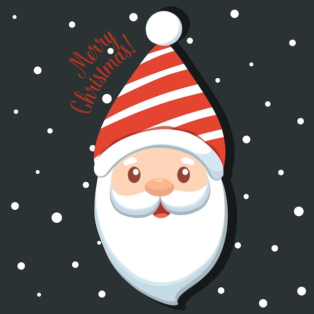 Christmas Santa Claus Cartoon. Merry Christmas and happy new year greeting card.  Illustration.