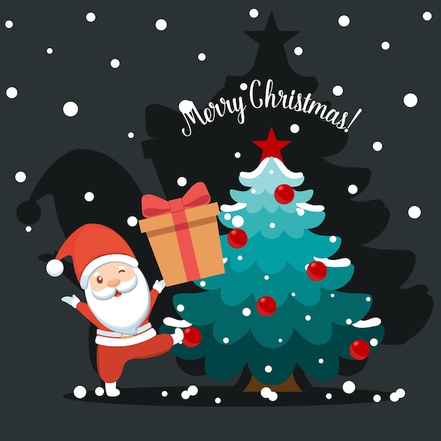 Christmas Santa Claus Cartoon Merry Christmas and happy new year greeting card Vector Illustration
