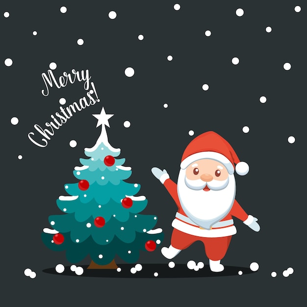 Christmas Santa Claus Cartoon Prettige kerstdagen en gelukkig nieuwjaar wenskaart vectorillustratie