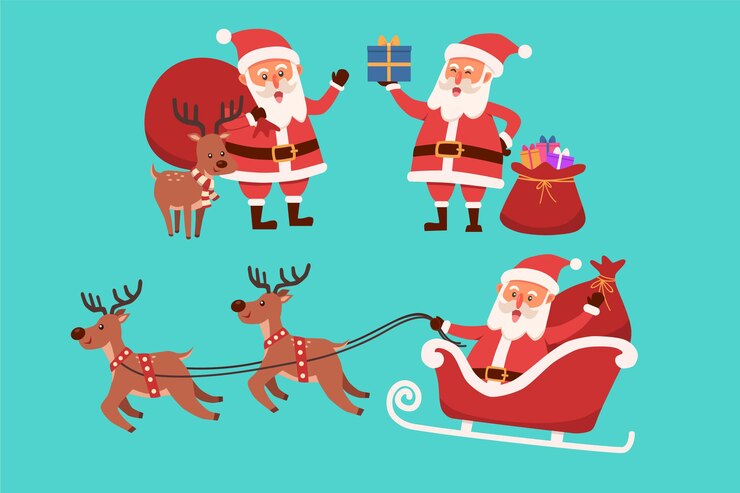 Christmas santa claus character set