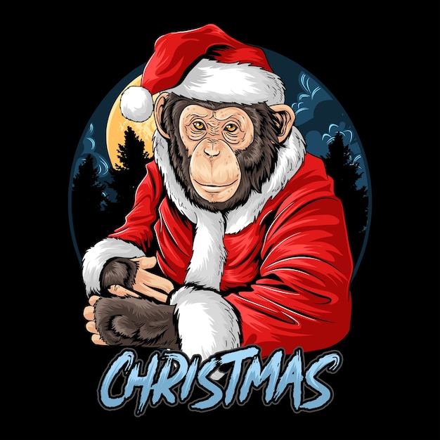 Christmas santa claus cute chimpanzee monkey