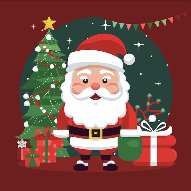 Christmas santa claus faces and full body vector illustration