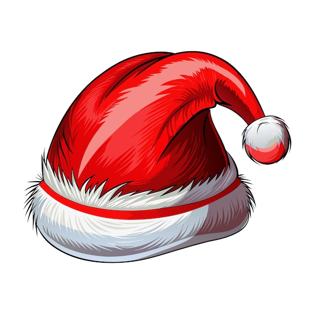 Vector christmas santa claus hat with fur on white background