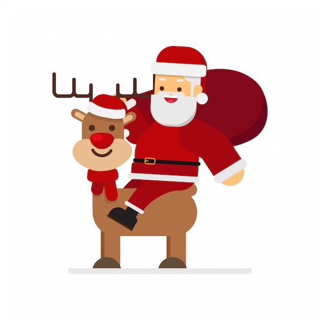 Christmas Santa Claus riding Reindeer