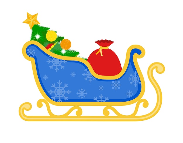 Vector christmas santa claus sleigh stock vector illustration