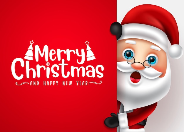Christmas santa claus vector template Merry christmas text in red empty space for messages