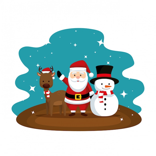 순 록과 눈사람으로 크리스마스 산타 클로스