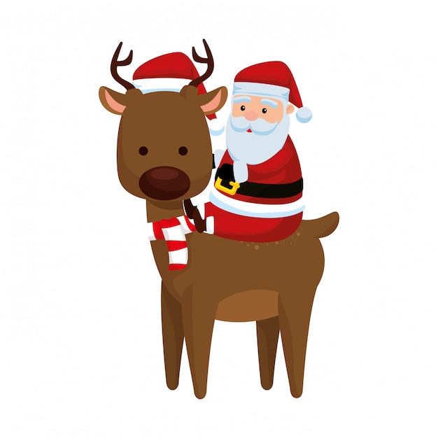 Christmas santa claus with reindeer