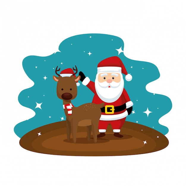 Christmas santa claus with reindeer