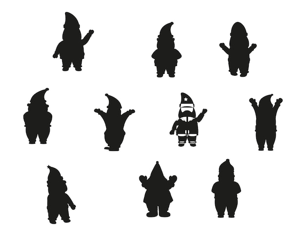 Christmas Santa isolated vector Silhouettes