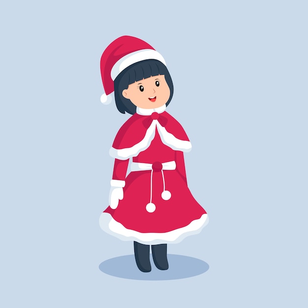 Christmas Santa Little Girl Character Design Illustration