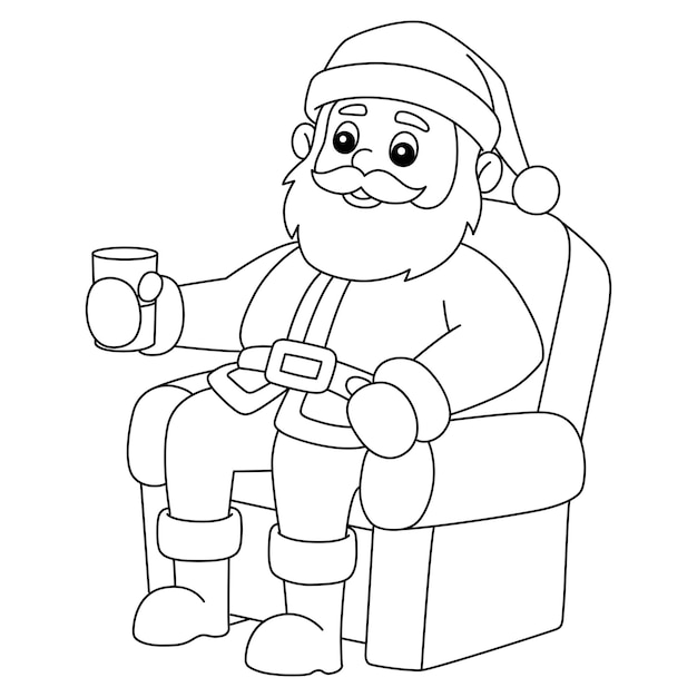 Рождество санта, сидя на изолированном стуле