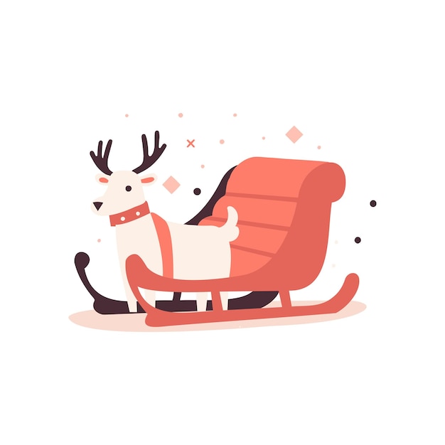 Vector christmas santa sleigh in flat style isolated on background