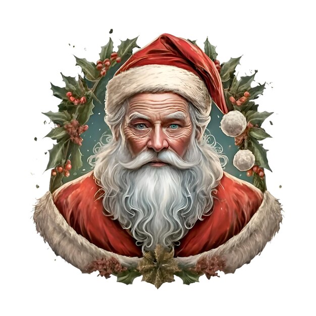 Vector christmas santa tshirt logo design ai generated art