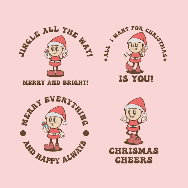 Vector christmas santa vintage collection