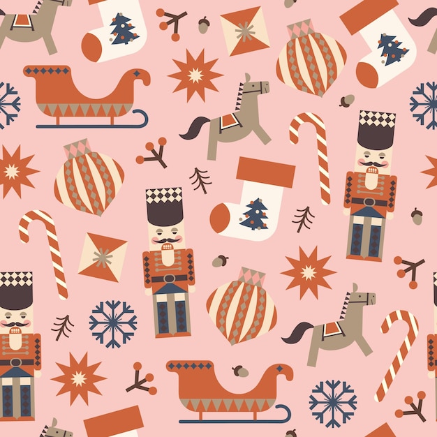 Vector christmas scandinavian seamless pattern