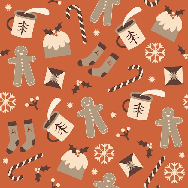 Vector christmas scandinavian seamless pattern