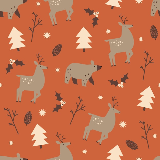 Vector christmas scandinavian seamless pattern