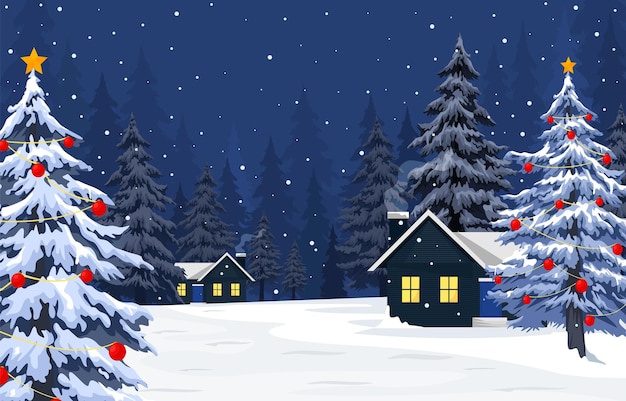 背景に家があるクリスマスシーン