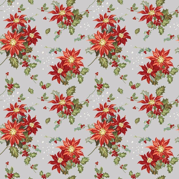 Christmas seamless background  poinsettia