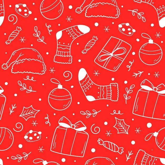 Christmas seamless background Seamless pattern of doodle for wrapping paper cloth Vector