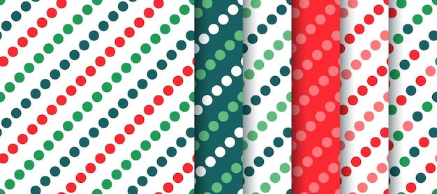 クリスマスのシームレスな背景はサークルホリデー・パターンポルカ・ドット・テクスチャー赤緑のXmasデザイン