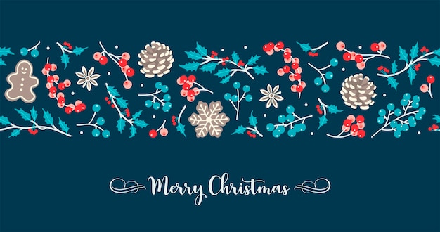 Christmas seamless border Winter holidays Greeting card decoration