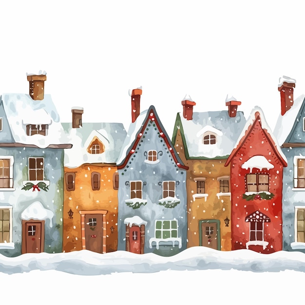 _Christmas_seamless_border_with_street_with_cute houses