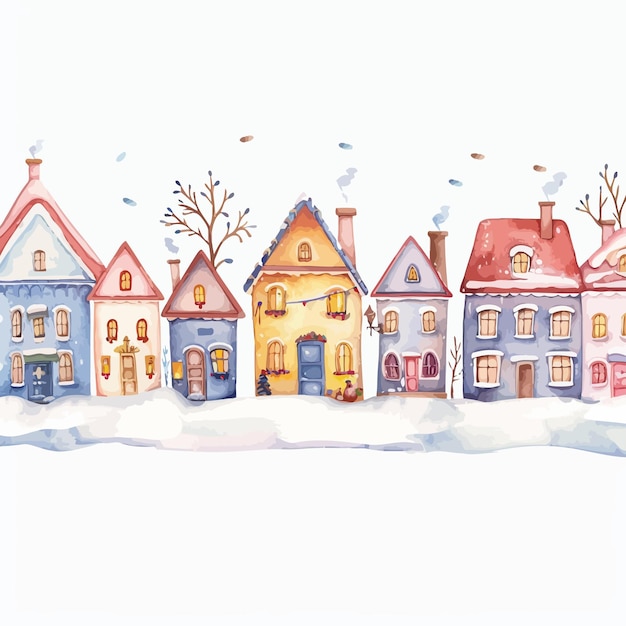 _Christmas_seamless_border_with_street_with_cute houses