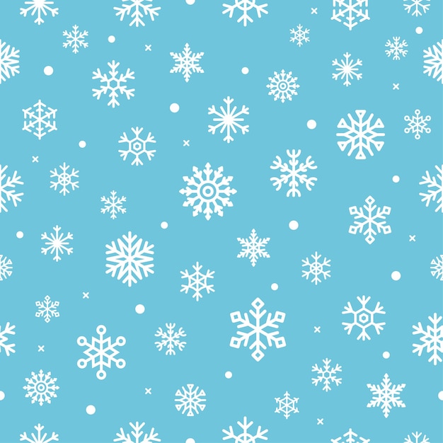 ベクトル 雪片とクリスマスのシームレスなパターン。