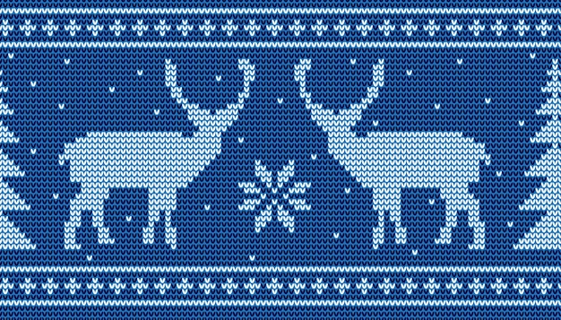 Christmas seamless pattern background with deer and pine tree