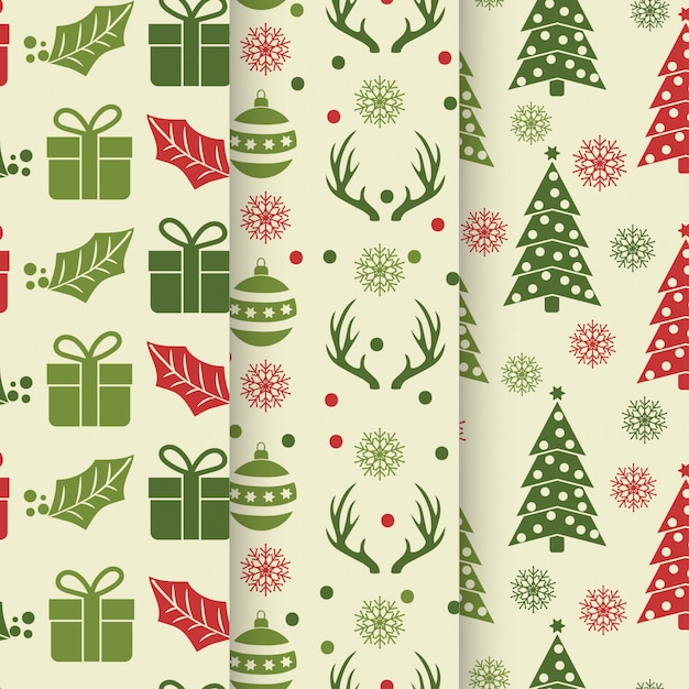 Collezione seamless pattern di natale