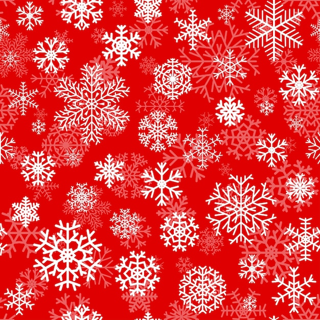 Christmas seamless pattern from white snowflakes on red background