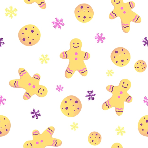 Vector christmas seamless pattern. gingerbread and cookies.