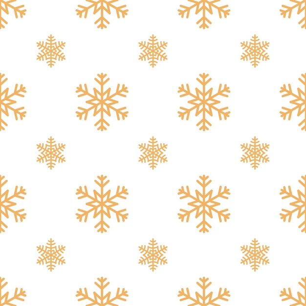 Christmas seamless pattern. Gold colored snowflakes icons on white background. Christmas texture