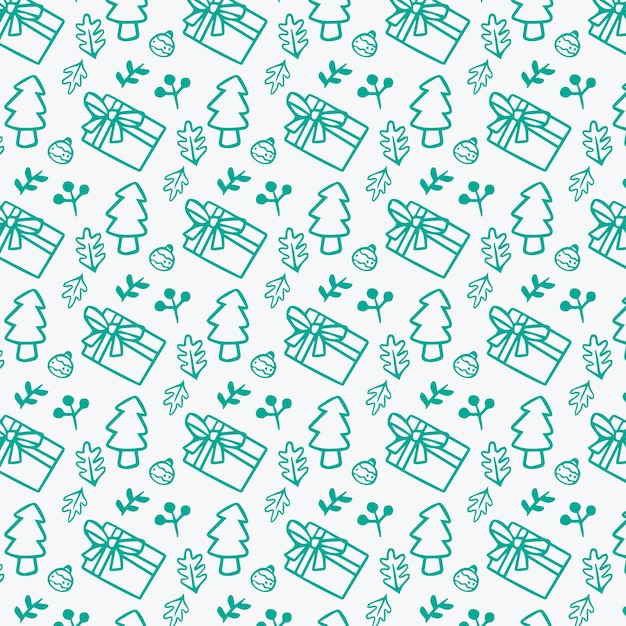 Christmas seamless pattern hand drawn doodle style