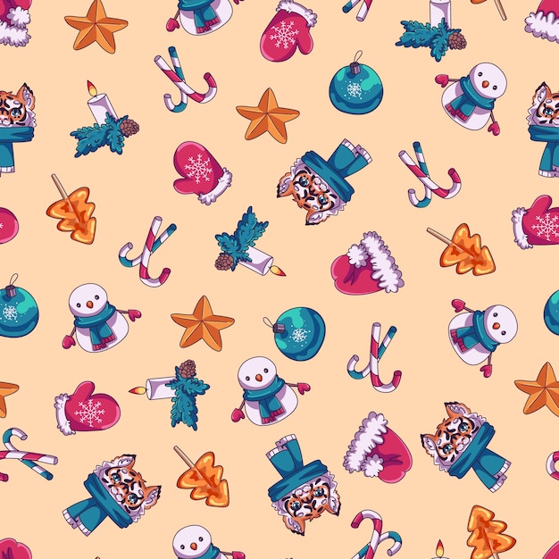 Christmas seamless pattern for Kids, winter Background for Festival