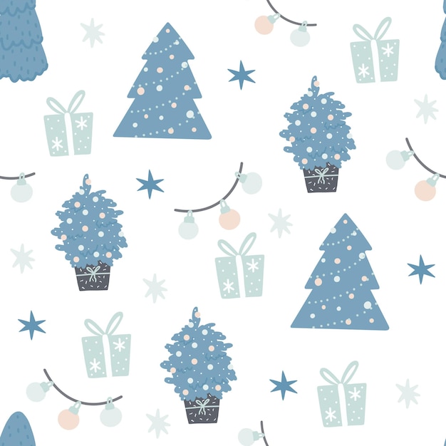 Christmas seamless pattern New year background vector illustration for wrapping paper fabric textile