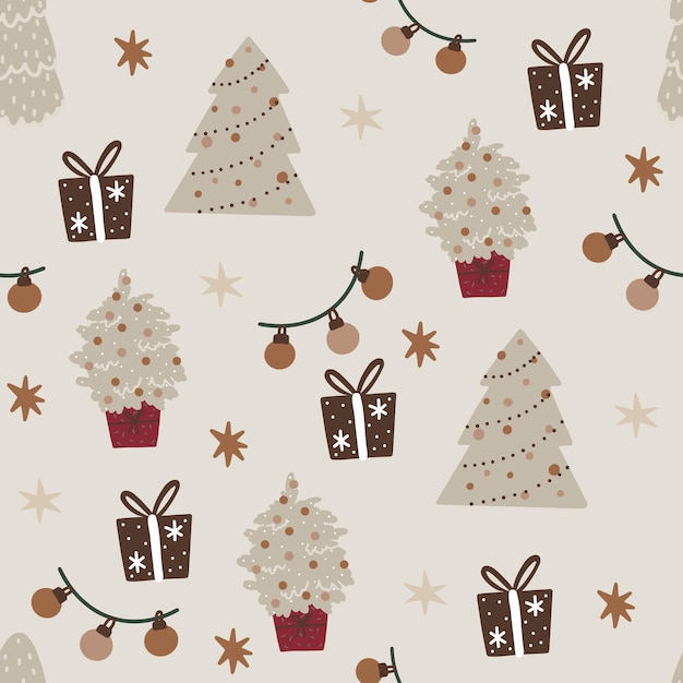 Christmas seamless pattern New year background vector illustration for wrapping paper fabric textile