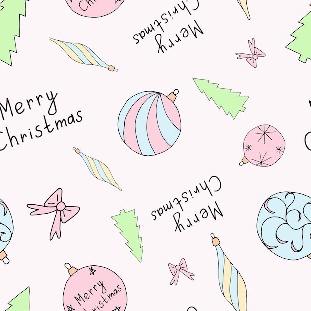 christmas seamless pattern on pink background