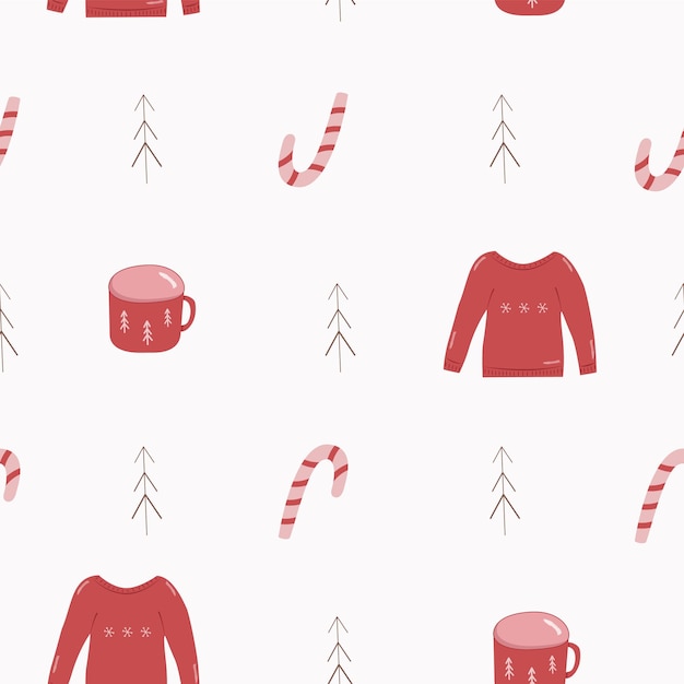 赤い色のクリスマスのシームレス パターン