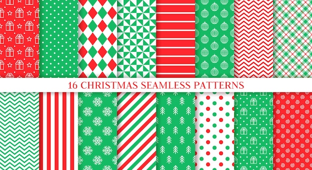 Christmas seamless pattern. Set of endless patterns.