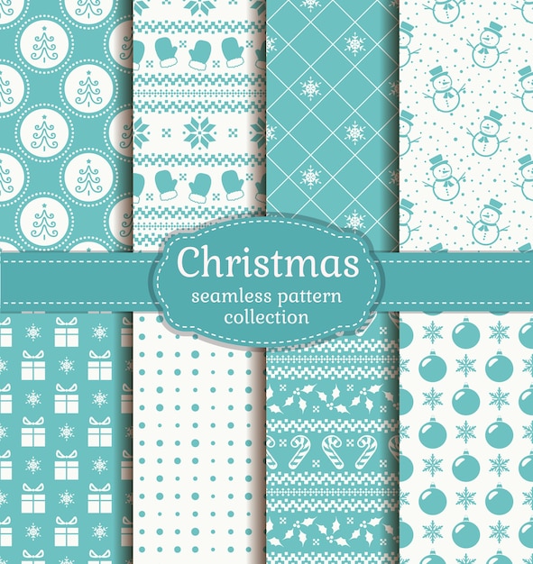 Christmas seamless pattern set.