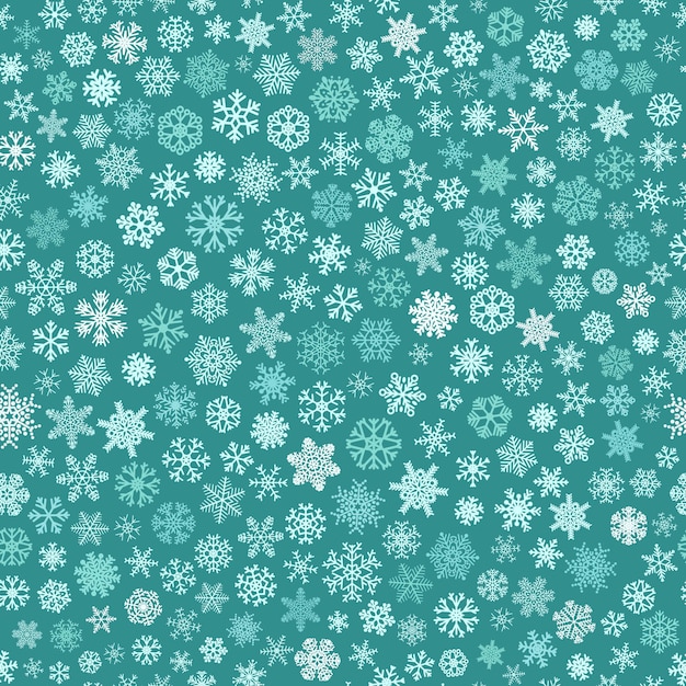 Christmas seamless pattern of small snowflakes white and light blue on turquoise